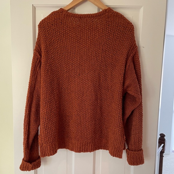 Free people Coco v-neck sweater chunky texture knit chocolate chip brown S - Picture 3 of 7